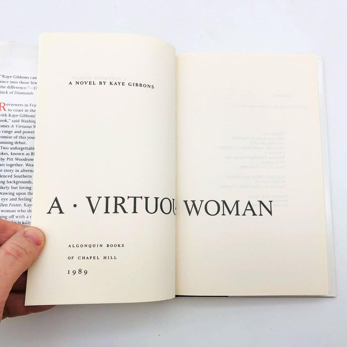 A Virtuous Woman Kaye Gibbons Hardcover 1989 1st Ed/Print Womens Chauvinistic 7