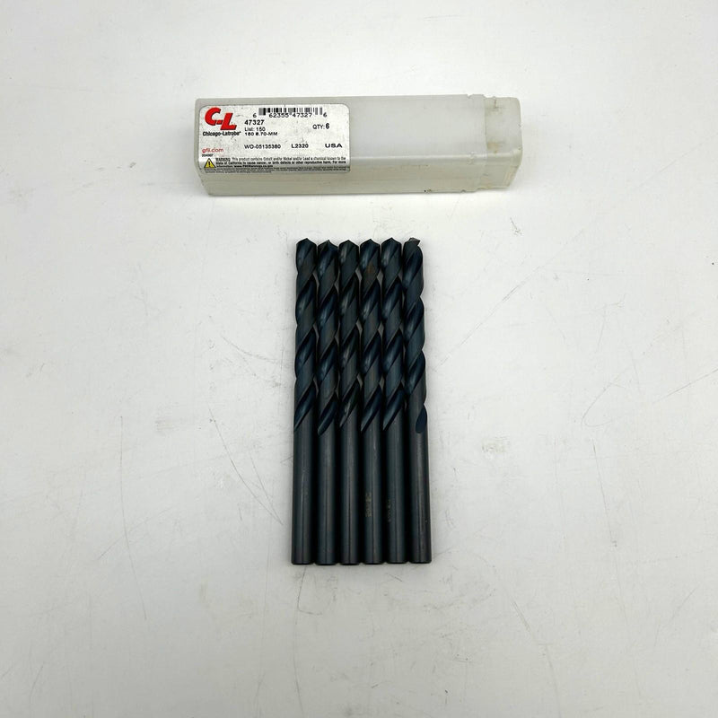 6pk Chicago-Latrobe 47327 Drill Bit 8.70mm List 150 HSS Black Oxide 2 Flutes 5XD 10