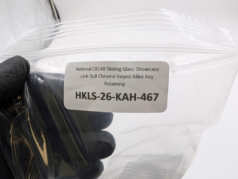 National C8140 Sliding Glass Showcase Lock Dull Chrome Keyed Alike Key Retaining 4