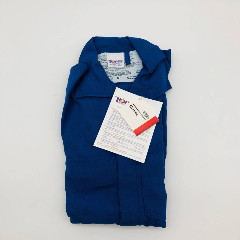 Topps CO075515 Coveralls Flame Resistant 36-R Nomex IIIA 4.5oz Royal Blue NWT 7