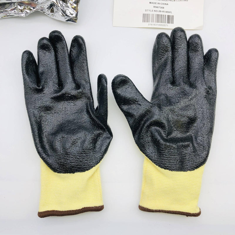 PIP 09-K1450 Work Gloves Size Large Cut Resistant A2 Black Nitrile Palm 12 Pairs 6