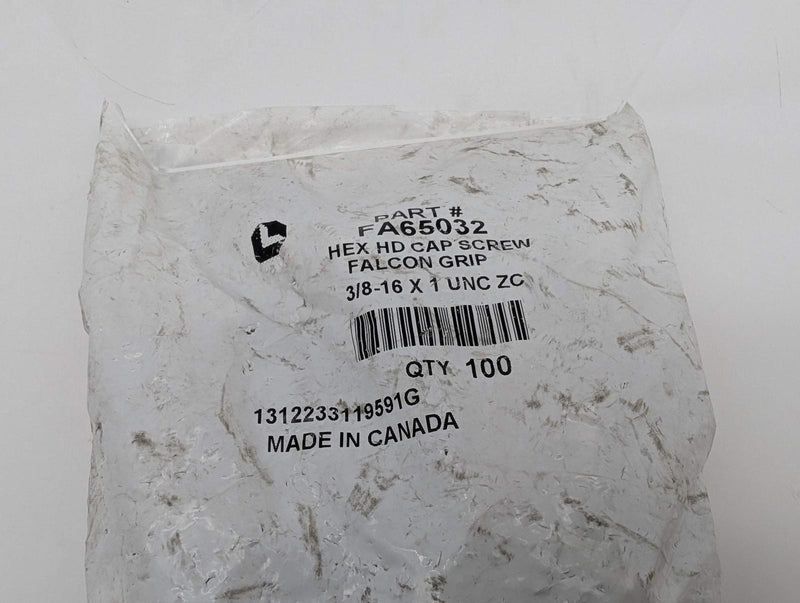 3/8-16 x 1" Hex Cap Screws Grade 5 Lawson FalconGrip FA65032 Pack of 100