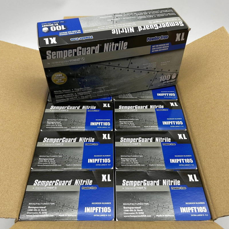 SemperGuard Nitrile INIPFT105 Disposable Gloves Size XL Powder Free 1000/Case 1