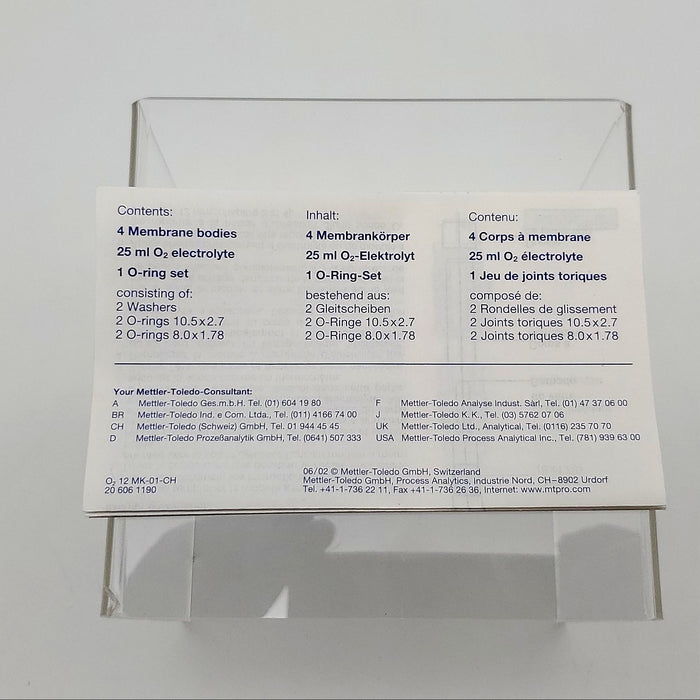 Mettler Toledo 341003041 Membrane Kit S-Type for O2 Sensors 4 Membrane Bodies 8