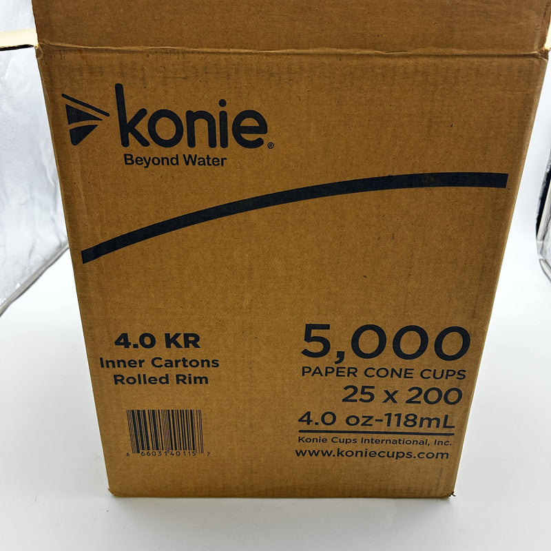 Konie KCI40KR Rolled Rim Paper Cone Water Cups 4 oz White Cold Only 5000/Carton