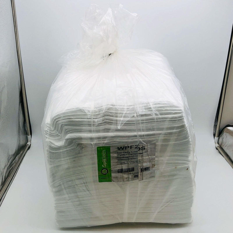SpillTech WPF200S Oil Only Absorbent Pad Pack of 200 19” x 15” White Lightweight 1