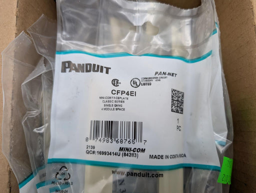 Panduit CFP4EI 4-Port Mini-Com Faceplate Single Gang Ivory Pack of 10 2