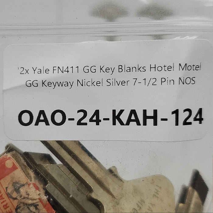 2x Yale FN411 GG Key Blanks Hotel Motel GG Keyway Nickel Silver 7-1/2 Pin NOS 3