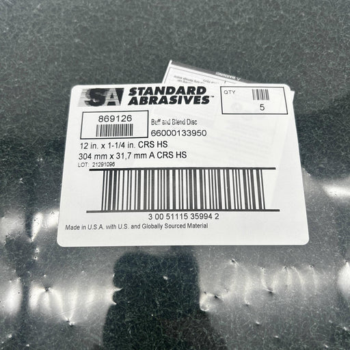 3M Standard Abrasives 869126 Buff and Blend HS Disc 12in x 1-1/4 Course CRS 5PK 2
