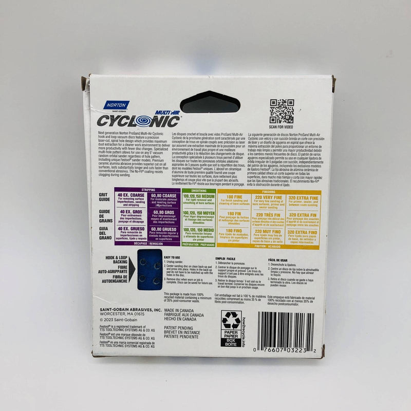 Norton 07660703223 Hook & Sand Discs 5in 80 Grit Multi Air Multi Hole 10pk 4