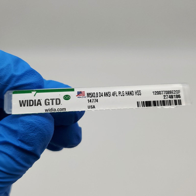Widia M5x0.8 Hand Tap 4 Straight Flutes 22.23mm LOC 60.33mm OAL 14774 HSS 5