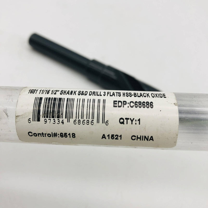 Cle-Force C68686 Reduced Shank Drill 11/16 1681 S&D 1/2" Sh 3 Flts HSS Blck Oxid 3
