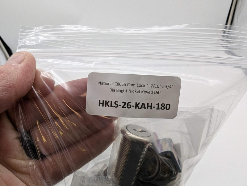 National C8055 Cam Lock 1-7/16" L 3/4" Dia Bright Nickel Keyed Diff 5