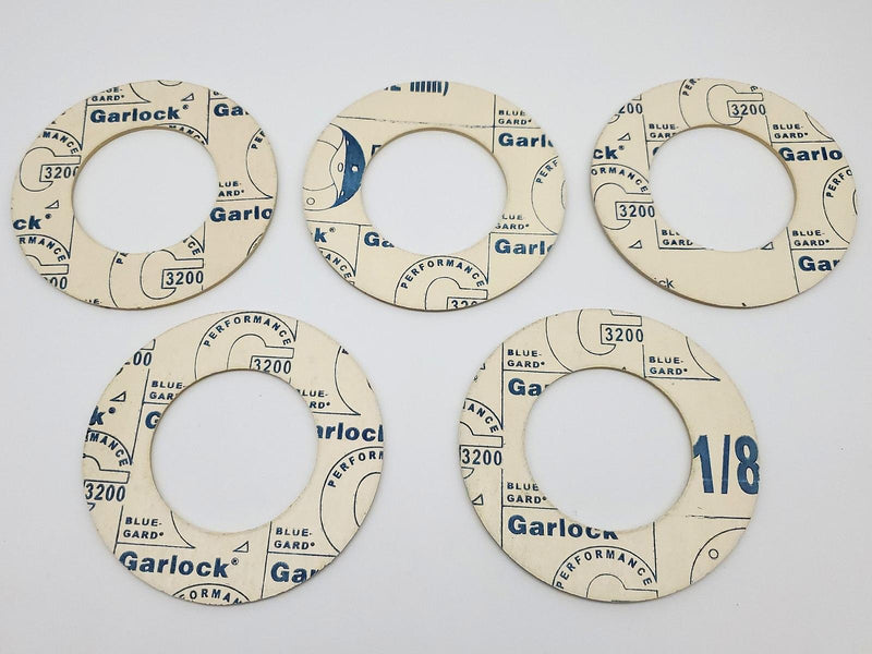 Garlock Blue-Gard 3200 Flat Ring Gaskets 2-1/2" Pipe 5-1/8" OD 1/8" Thick 5 Pack 1