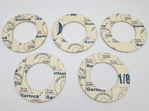 Garlock Blue-Gard 3200 Flat Ring Gaskets 2-1/2" Pipe 5-1/8" OD 1/8" Thick 5 Pack 1