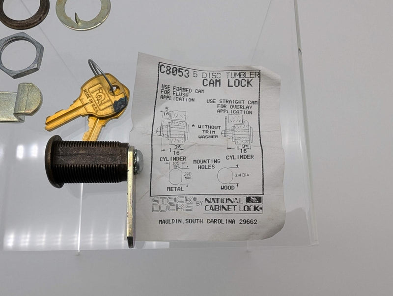 National C8053 Cam Lock Antique Brass 1-3/16" L 3/4" Dia Straight / Formed Cam 5