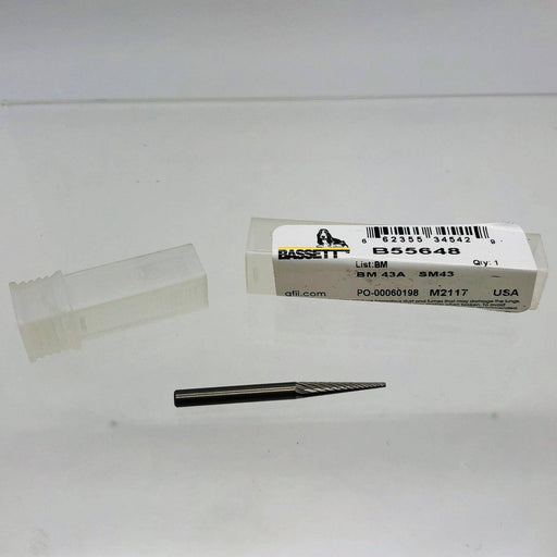 Greenfield Bassett B55648 Carbide Burr 1/8X1/8X5/8X1-1/2 BM43 BM 7D Point Cone 1