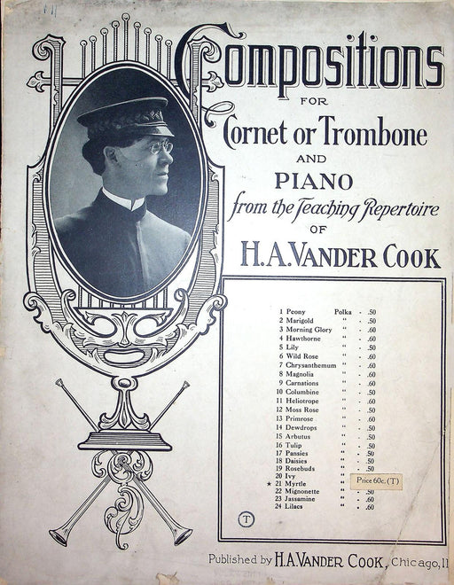1907 Myrtle Vintage Sheet Music Large Polka Cornet Solo H A Vander Cook 1