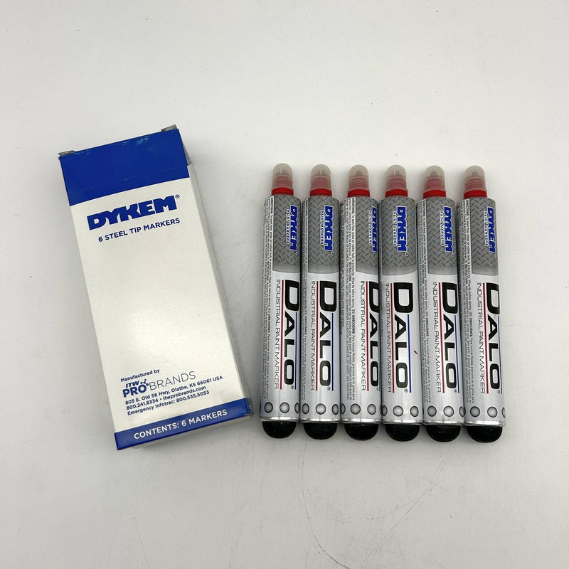 Dykem 26023 Dalo Metal Marker Red Medium Steel Ball Tip Industrial Pack of 6 10