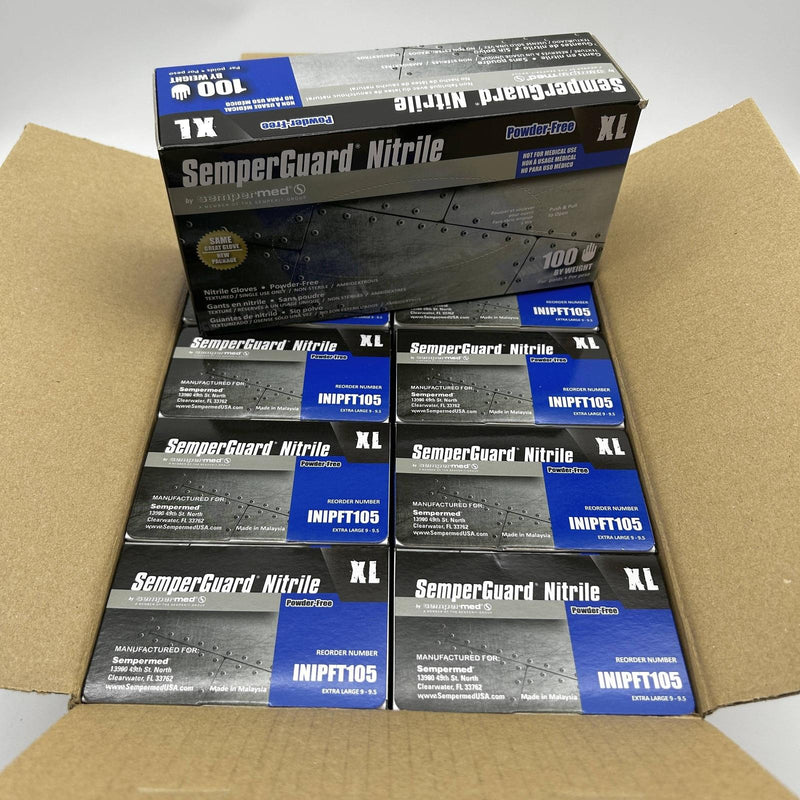 SemperGuard Nitrile INIPFT105 Disposable Gloves Size XL Powder Free 1000/Case 10