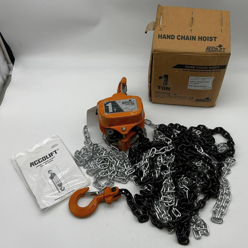 Accolift 1360240 Hand Chain Hoist 1 Ton x 20ft Fabricated Rolled Steel Plate