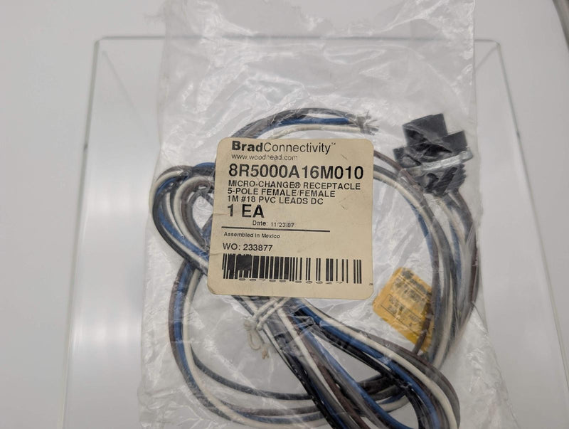 Brad 8R5000A16M010 Micro-Change M12 Receptacle 1/2"-14 NPT 1 Meter Len 5 Pole 4