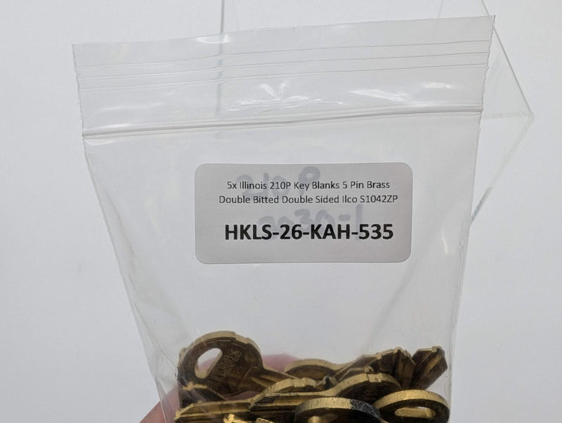 5x Illinois 210P Key Blanks 5 Pin Brass Double Bitted Double Sided Ilco S1042ZP 3