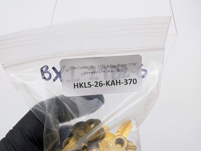 10x Corbin BX1-27B2-6 Key Blanks 27B2 Keyway 6 Pin Brass NOS