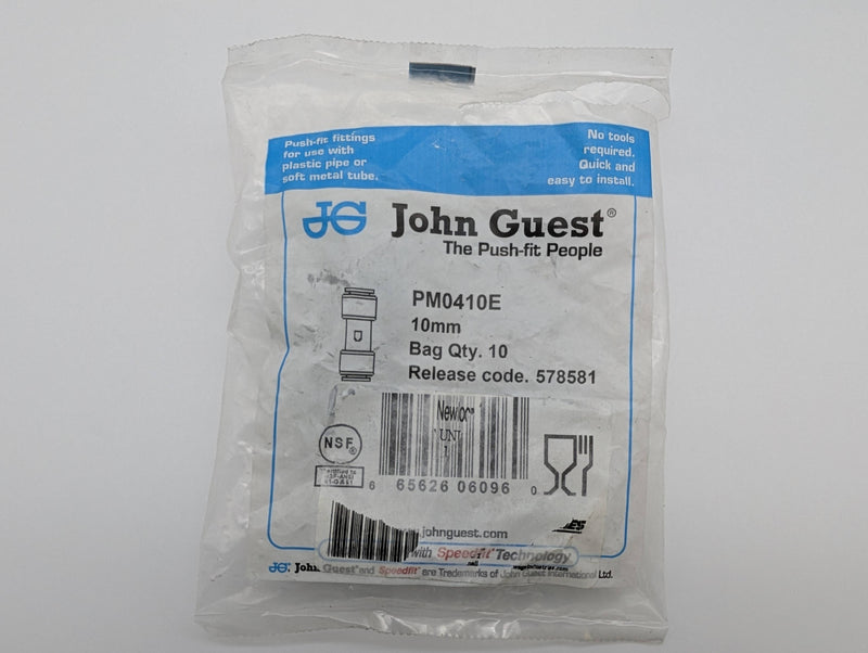 John Guest PM0410E 10mm Push Fit Union Connector Fittings Acetal Pack of 10 4