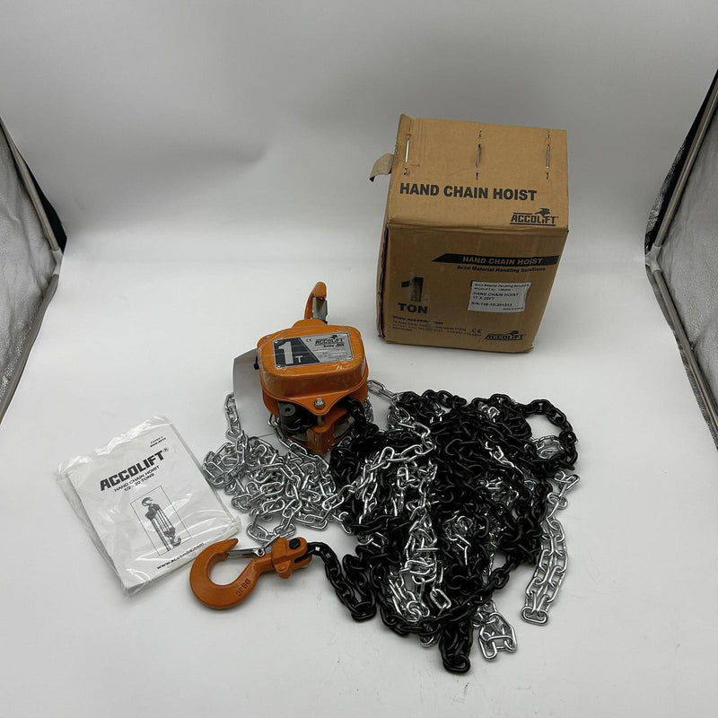 Accolift 1360240 Hand Chain Hoist 1 Ton x 20ft Fabricated Rolled Steel Plate