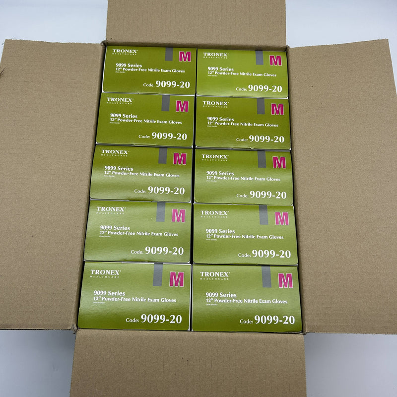 Tronex 9099-20 Disposable Gloves Medium Nitrile 12" Extended Cuff PF 1000/Case