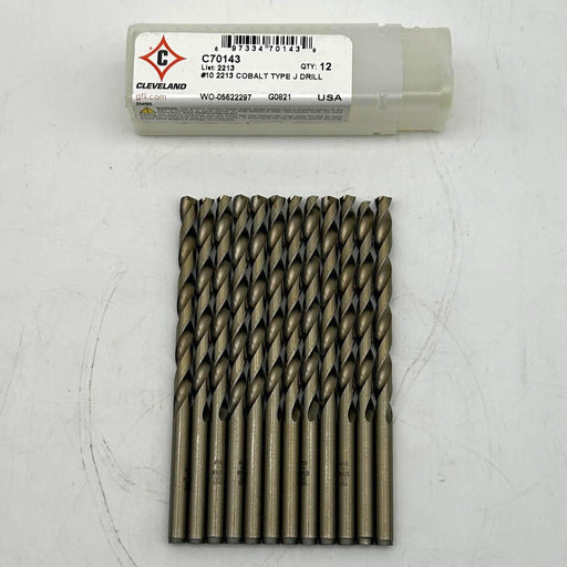 Cleveland C70143 Drill Bit Number 10 List 2213 Cobalt Type J Straw Oxide 12pk 1