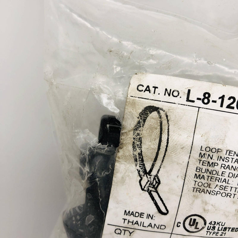 Thomas & Betts L-8-120-0-C Cable Ties 8" Length UV Resistant Black Nylon 100pk 3