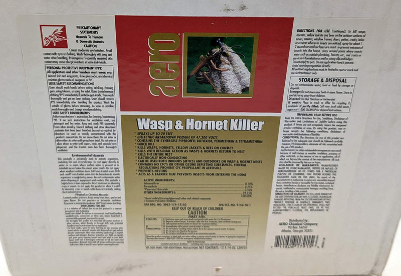 Aero Wasp & Hornet Killer Spray 14oz Aerosol Cans Sprays up to 20 Ft Pack of 12