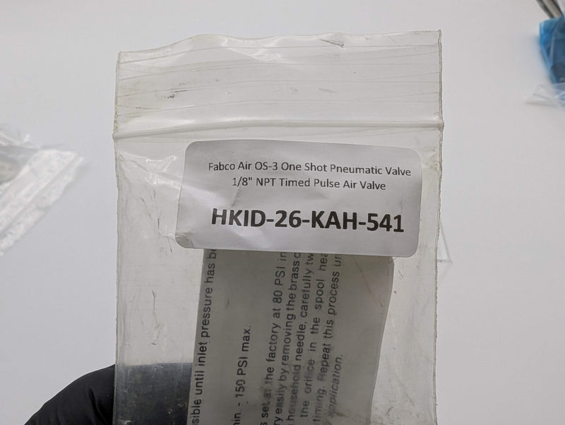 Fabco Air OS-3 One Shot Pneumatic Valve 1/8" NPT Timed Pulse Air Valve