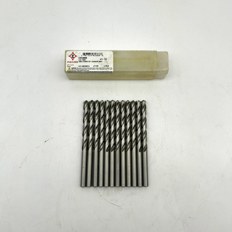 Cle-Line C62866 Jobber Drill Bit 6.8mm 1898 General Purpose HSS Bright Lot of 12