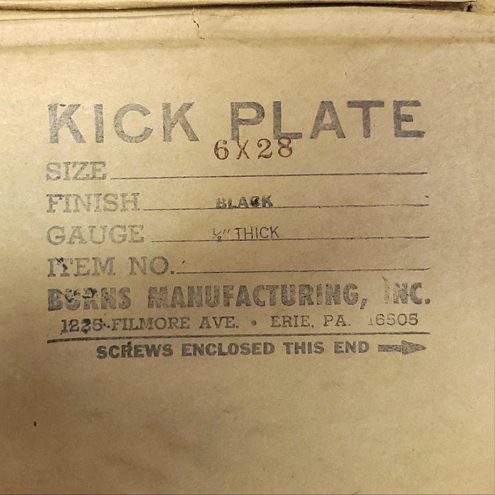 Door Kick Plate 6" x 28" Flat Black 1/8" Thick Burns Manufacturing Plastic USA 7