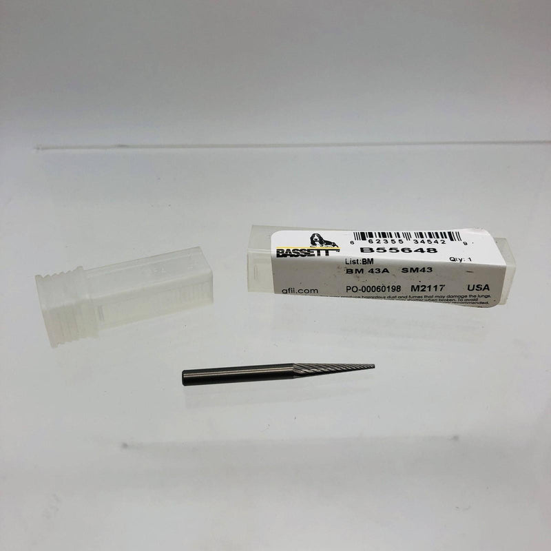 Greenfield Bassett B55648 Carbide Burr 1/8X1/8X5/8X1-1/2 BM43 BM 7D Point Cone 10