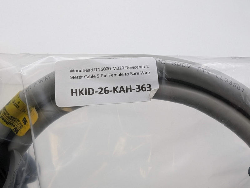 Woodhead DN5000-M020 Devicenet 2 Meter Cable 5-Pin Female to Bare Wire 5