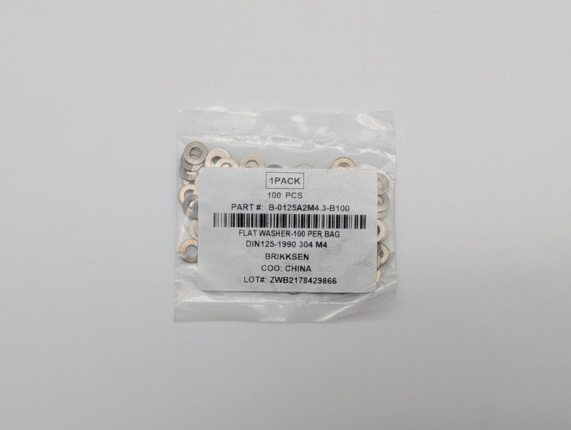 DIN 125 Flat Washers A2 Stainless Steel M4.3 4.3mm Diameter Pack of 500 2