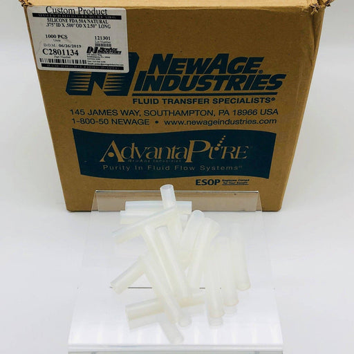 New Age C2801134 Silicone Tubing Precut 2.5in .375in IDX.5in OD FDA 50A 1000pcs 1
