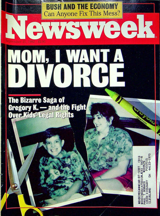 Newsweek Magazine September 21 1992 Bush Recession Gregory K Divorces Parent 1