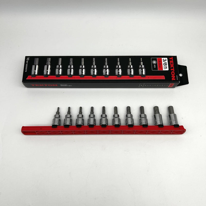 Tekton SHB91102-S Socket Set 3/8inch Drive Hex Bit 10-PC 3-10mm Metric w/ Rail