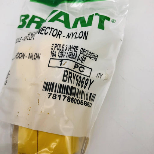 Bryant BRY5969Y Nylon Connector 15A 125V NFMA 5-15R 2 Pole 3 Wire Grounding 7pk 2