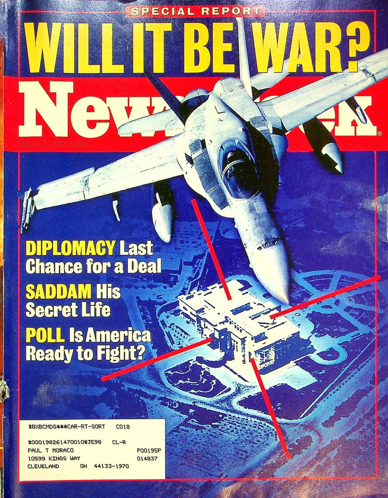 Newsweek Magazine March 2 1998 Saddam UN Kofi Annan Tara Lipinski Ice Skater 1