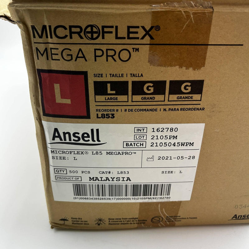 Microflex MegaPro L853 Disposable Glove Large PF Latex Blue 15mil 12in 500/Case 8