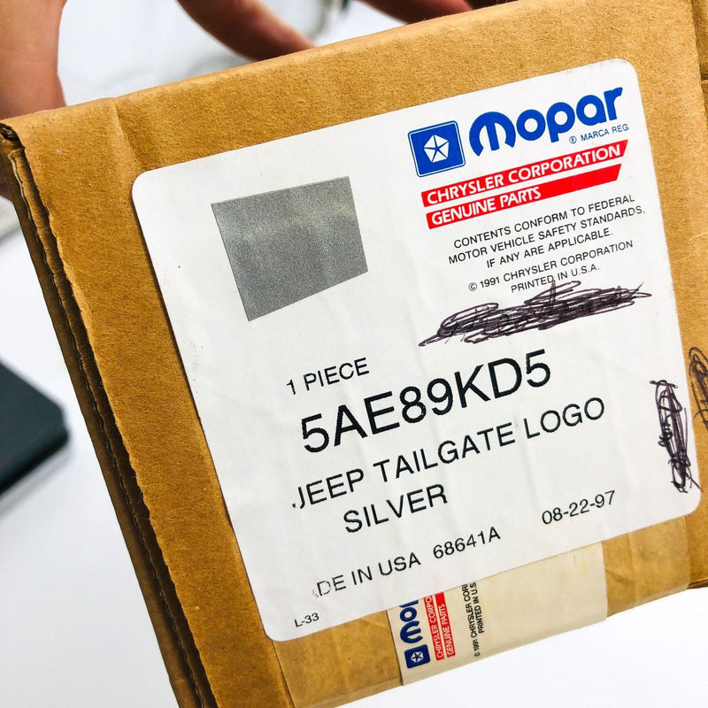 Mopar 5AE89KD5 Jeep Tailgate Logo Silver Sticker Decal OEM New Old Stock NOS 11