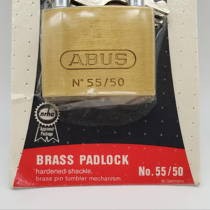 Abus 55/50 Padlock 1-1/4"L x 0.275"D Shackle 1-7/8"W Brass Body German NOS 2