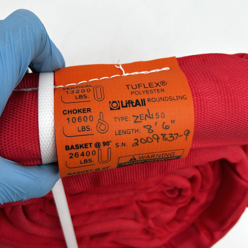 Lift-All Tuflex EN150 Red Endless Round Sling ZEN150X8'6" Load Limit 13,200 lbs 2