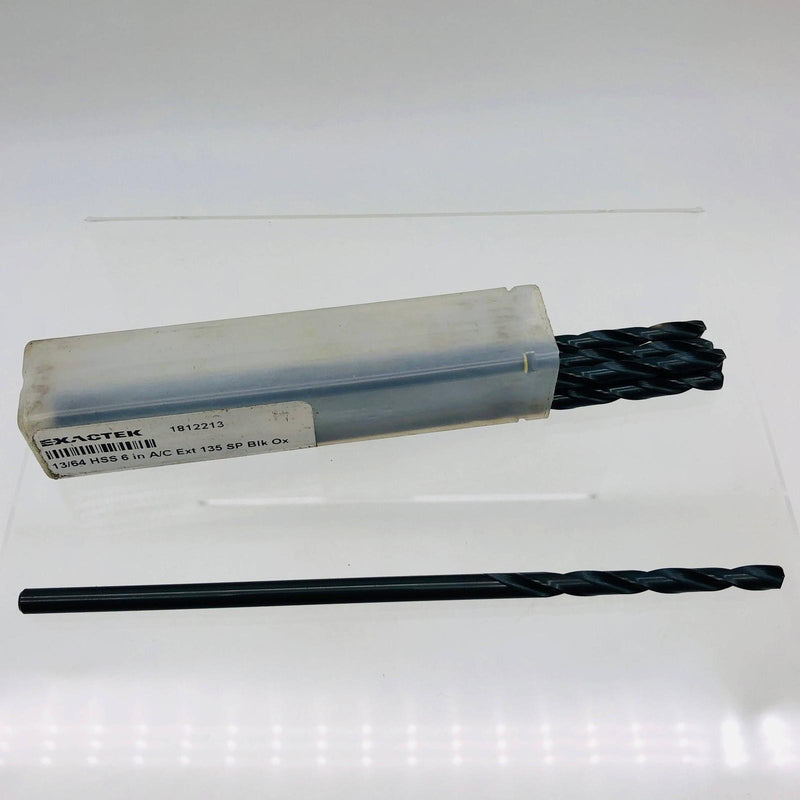 Screw Machine Drill Bit 13/64 HSS 135 Deg Spt Pt Blk Oxide Exactek 1812213 6pk 1